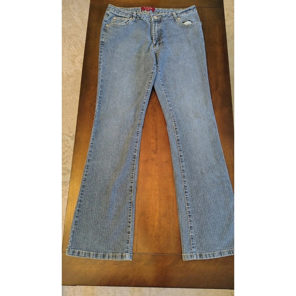 HFWZ T.G. Jeans Womens Size 9 Medium Wash Bootcut Denim Y2K Pink Embroidery